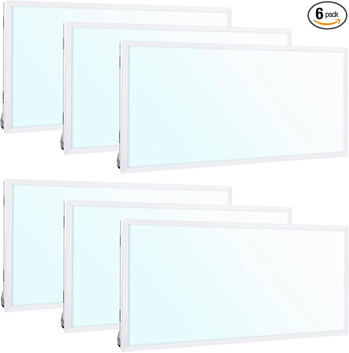 hykolity 2x4 LED Flat Panel Light,Dimmable,Selectable,Drop Ceiling,6 Pack | DLC Listed 0-10V Dimmable 40W/50W/60W 4000K/5000K/6500K 115LM/W Recessed Lights for Office Classroom Hospital Retail Garage
