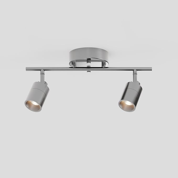 Shura Brushed Nickel 2-Light Track Light with Rotatable Heads, Integrated LED Bulbs, 15 in. Track Lighting Kit, 3000k, 1120 Lumens