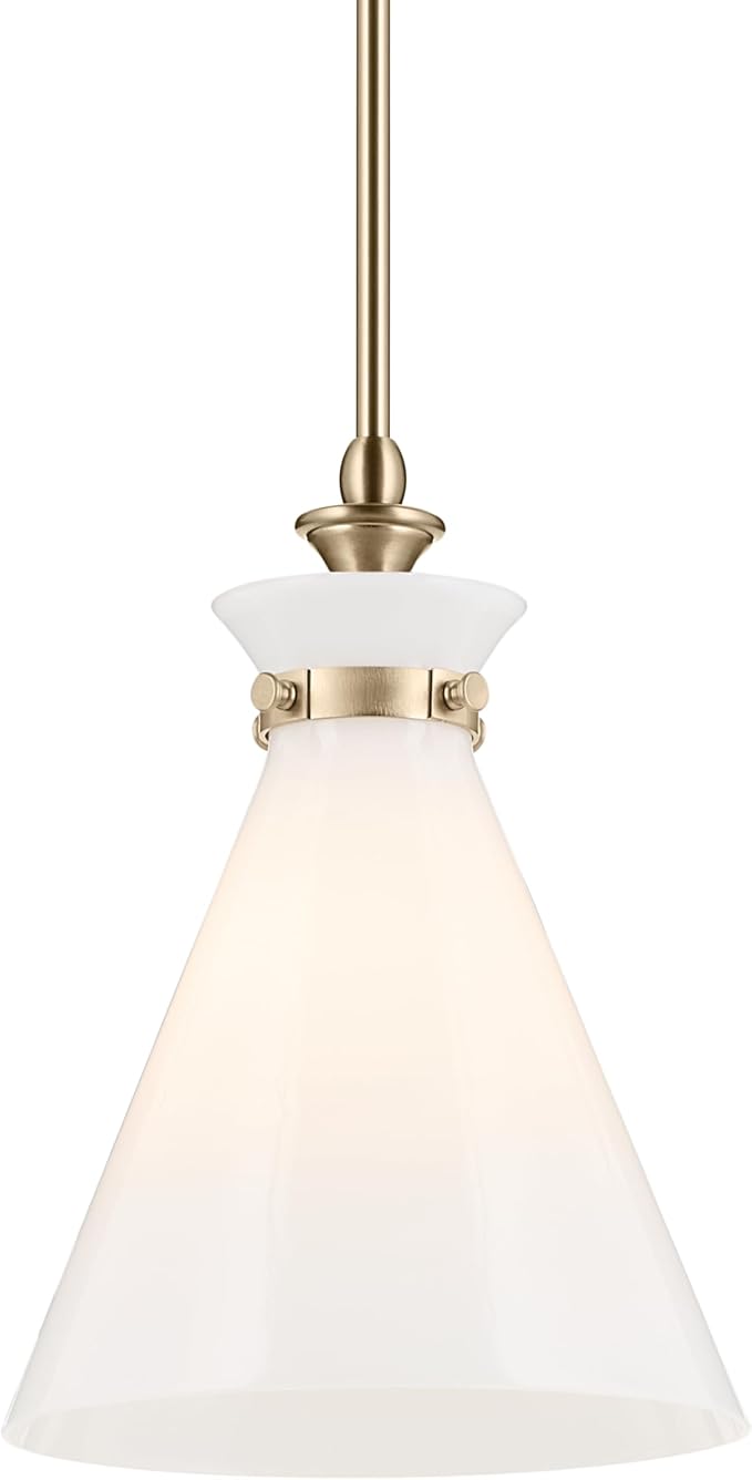 Kichler Laria Pendant Light, Opal Glass, Champagne Bronze | Updated traditional pendant light with opal glass (14.5" x 10.5"), 52774CPZ