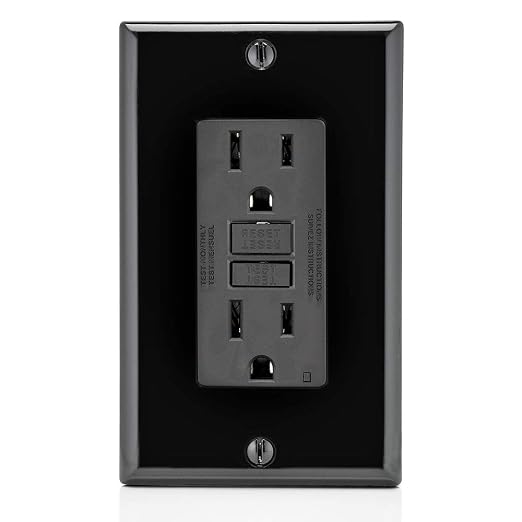 Leviton GFCI Outlet, 15 Amp, Self Test, Non Tamper-Resistant with LED Indicator Light, Protection from Electric Shock and Electrocution, GFNT1-E, Black (Pack of 10)