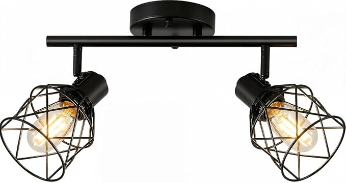 2-Light Kitchen Track Lighting, Island Lights, Farmhouse Ceiling Light | Adjustable Light Heads Rotate To Direct Light Where Needed, With Standard E26 Base For Kitchen Hallway Dining Room