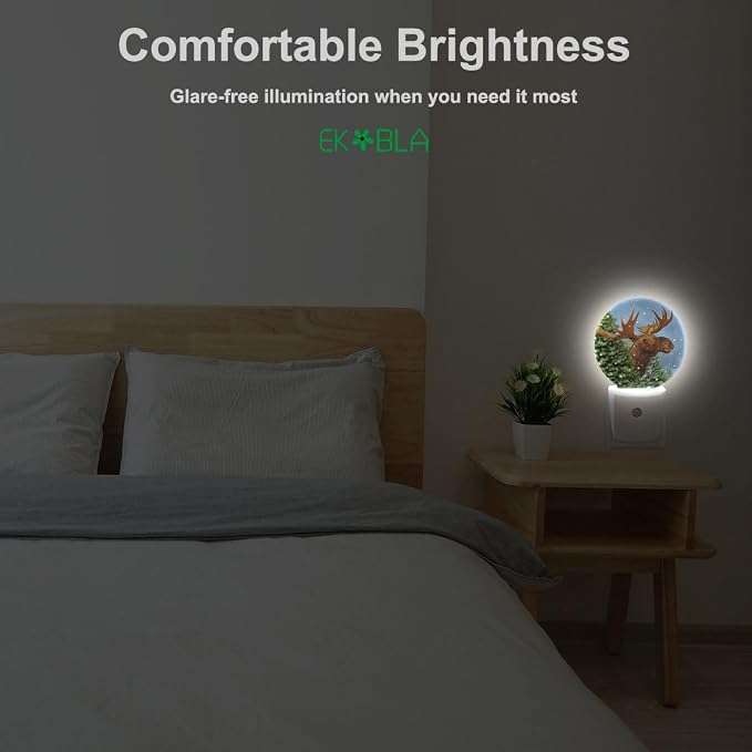 EKOBLA Moose Night Light, Cute Elk Animal Night Lights Plug Into Wall for Christmas Home Decor and Holiday Gifts