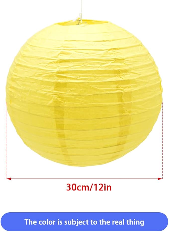 3pcs Paper Lanterns Decorative Round Chinese Paper Lanterns for Birthday Halloween Wedding Baby Bridal Shower Home Decor Party Decoration (12in/Yellow)