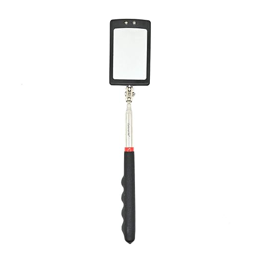Telescoping LED Lighted Flexible Inspection Mirror 360 Swivel for Extra Viewing