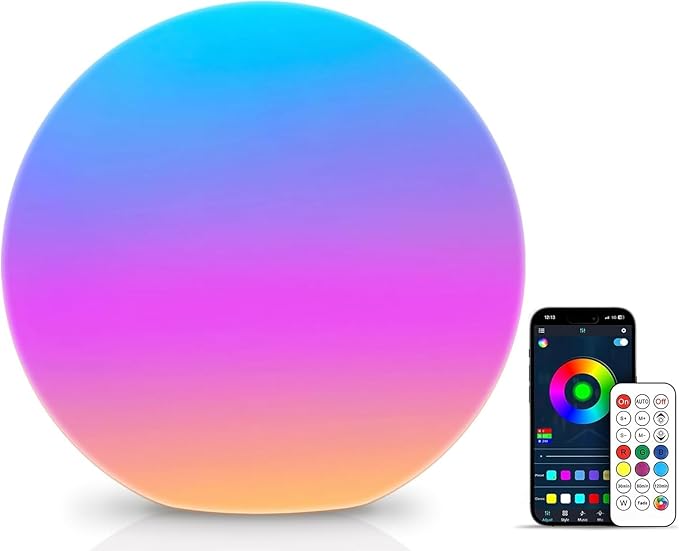 LOFTEK Smart Night Light, Color Changing LED Ball Lamp with APP &Music Sync | 16 Million Colors, 220 Scene Modes, Rechargeable, Time Setting, Corded Electric, RGB Ball Mood Lighting for Living Room