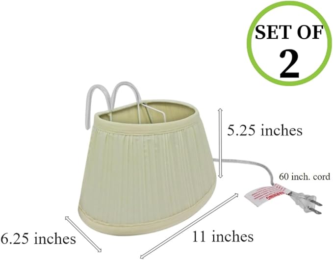 Evelots Bed Headboard Reading Lamp Book Light (2Pack) Soft Fabric Shade-Easy ON/OFF Pull Cord