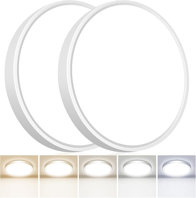 hepside LED Flush Mount Ceiling Light, 15Inch 30W LED Ceiling Lights Fixture,5 Color Temperatures in One,Ultra-Thin Flush Mount Light Fixture for Closet Bathroom Hallway Bedroom Laundry