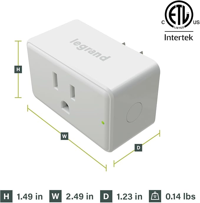 Legrand Radiant Wi-Fi Matter 15 Amp Smart Plug-in Switch, White, 2 Pack | Effortless Setup, Compatible with Alexa, SmartThings, HomeKit and Google, Matter Smart Hub Required, Set Scenes, Save Energy