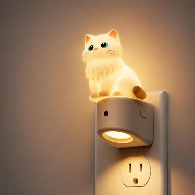 L LOHAS LED Night Light for Kids,Dusk to Dawn Sensor,RGB+Soft White 3000K | Kids Night Light, Night Lights ,3D Cute Ragdoll Cat,Birthday Gift Nightlight for Kids, Room Decor