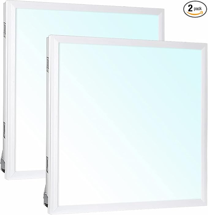 hykolity 2x2 LED Flat Panel Troffer Light,5CCT Dimmable,Drop Ceiling 2Pack | 30W-50W 5CCT 3000K-6500K Selectable 0-10V Dimmable Ultra Slim Recessed ETL Listed for Office Classroom Hospital Garage Retail