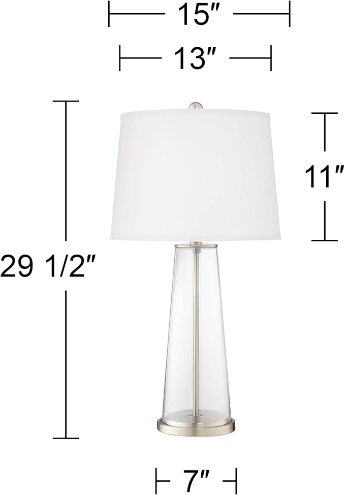 Leo 29 1/2" Tall Table Lamps Set of 2 Quixotic Plum Purple Glass Modern | Plain Column Tapered Gauntlet Gray Bedroom Living Room House Home Bedside Nightstand Office Family White Drum Shade