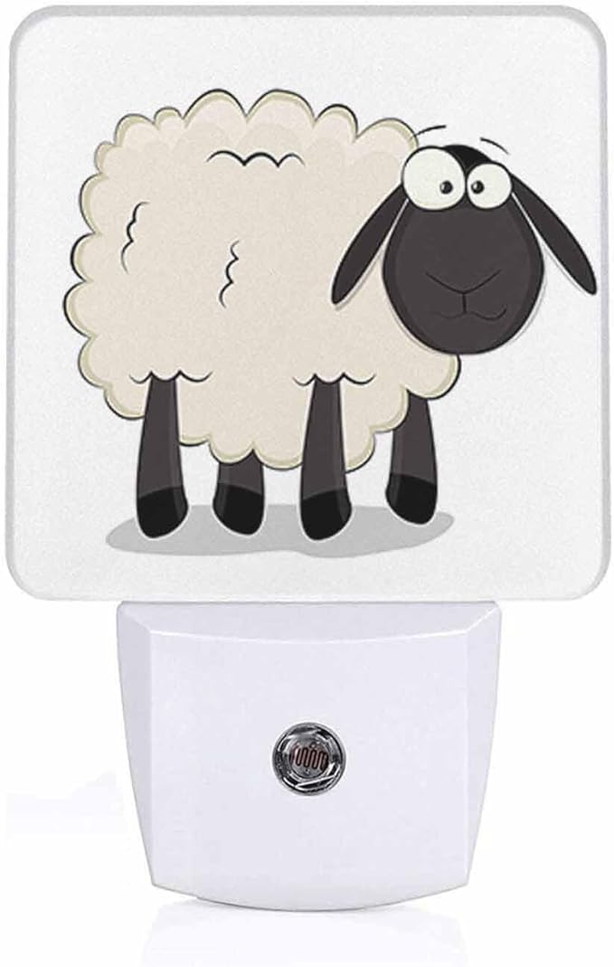 LED Night Light,Cartoon Sheep LED Night Light Plug into Wall with Dusk to Dawn Light Sensor White Energy Efficient Nightlight for Bedroom Bathroom Hallway Living Room Kitchen