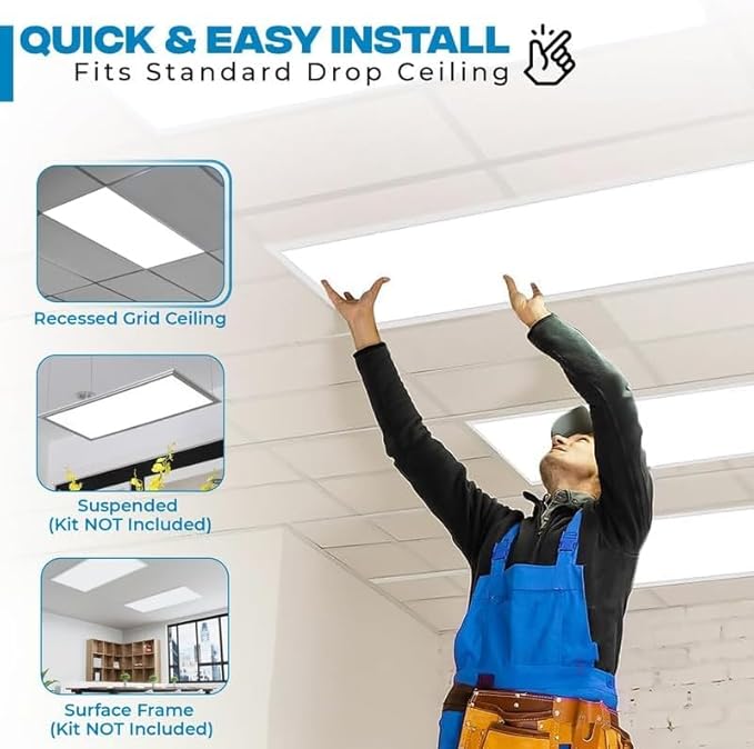 2x4 FT LED Light Flat Panel, 40/50/60W, Color Temperature Selectable 3K | 4K | 5K, Dimmable Recessed Drop Ceiling Lights, 5000/6250/7500 Lumens, Lay in Fixture for Office, 120-277V, UL DLC(6 Pack)