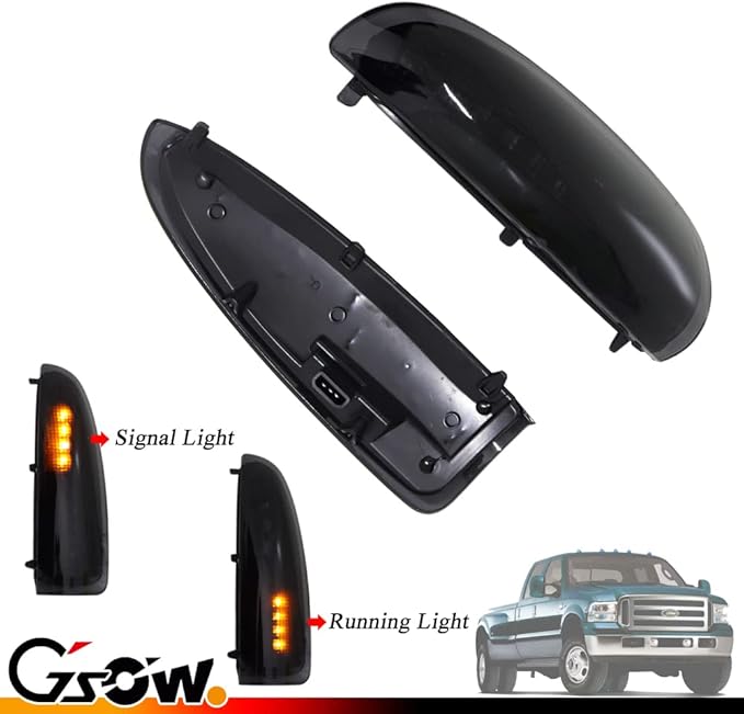 2 PCS LED Side Mirror Marker Lights for Ford 2003-2007 F250 F350 F450 F550 Super Duty / 2000-2005 Excursion, LED Sequential Side Mirror Turn Signal Lamp Assembly - Amber Light