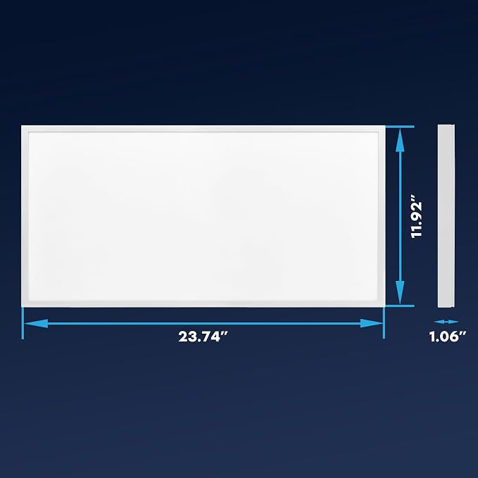 LUXRITE 1x2 FT Slim Surface Mount Panel Recessed Lighting, 5 Color Temperature Options 2700K-5000K, Dimmable LED Panel Light, 2000/2650/3300 Lumens, 18W-30W, Edge Lit, Damp Rated, ETL Listed