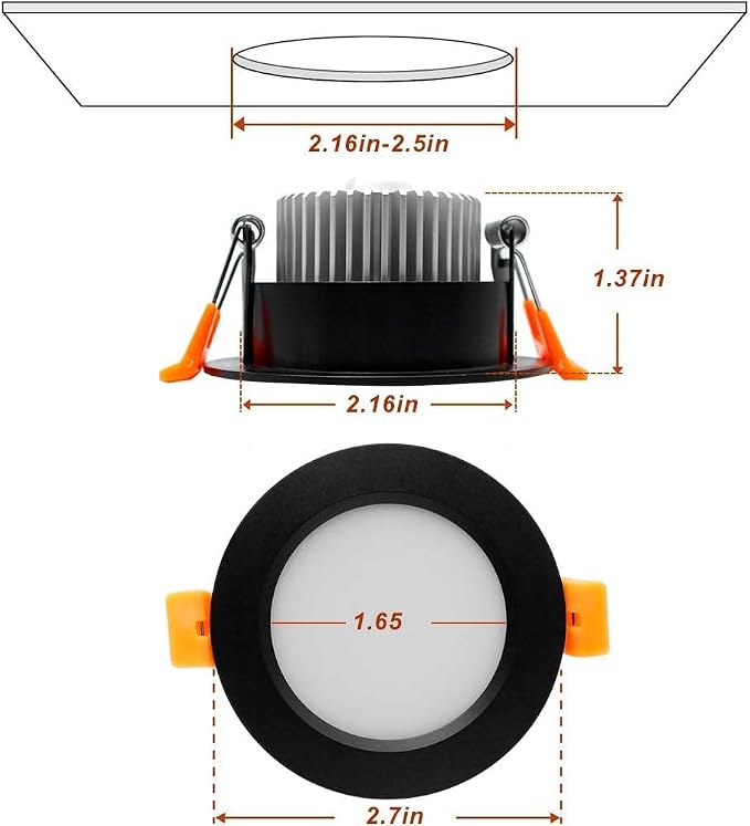Smart 2 Inch Recessed Lighting, WiFi LED Downlight 5W 120V, Compatible with Alexa and Google Home, Dimmable RGB & CCT 2700-6500K, Black Trim, Ceiling Light with LED Driver (1 Pack)