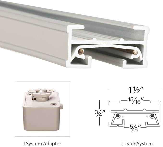 WAC Lighting JT4-WT 120V 4 Foot J Track with Mounting Hardware and Two End Caps, Single Circuit, White