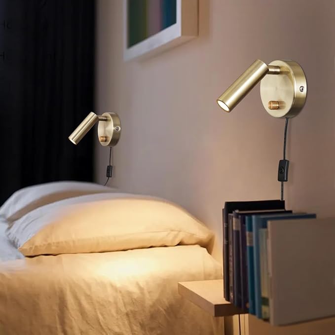 Surface Wall Mounted Reading Light Sconces Lamp Physical Knob Dimmer Switch LED 5W Warm White 3000K (Bronze Plug Cord)