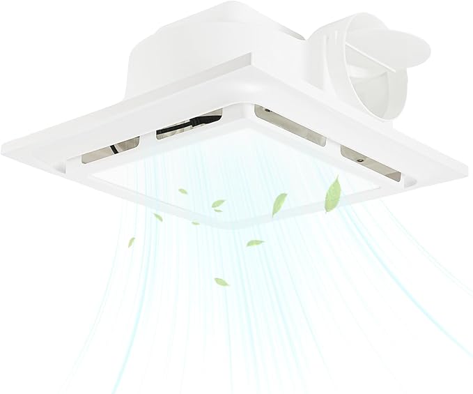 Bathroom Exhaust Fan with Light 145 CFM, 11.8" Panel, 1.0 Sone Low Noise，Cutout Size 10" x10"，Duct 4 Inch Quiet Bath Ceiling Vent Fan Combo with 6500K 1200LM LED Light, for Bathroom, Laundry, Shower