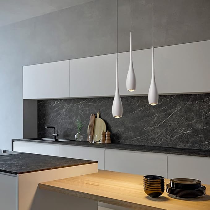 White Pendant Light for Kitchen Island, LED Dimmable Pendant Light fixtures, Small Modern Industrial Hanging Pendant Light for Over Sink, Bar, Dining Room, Bedside