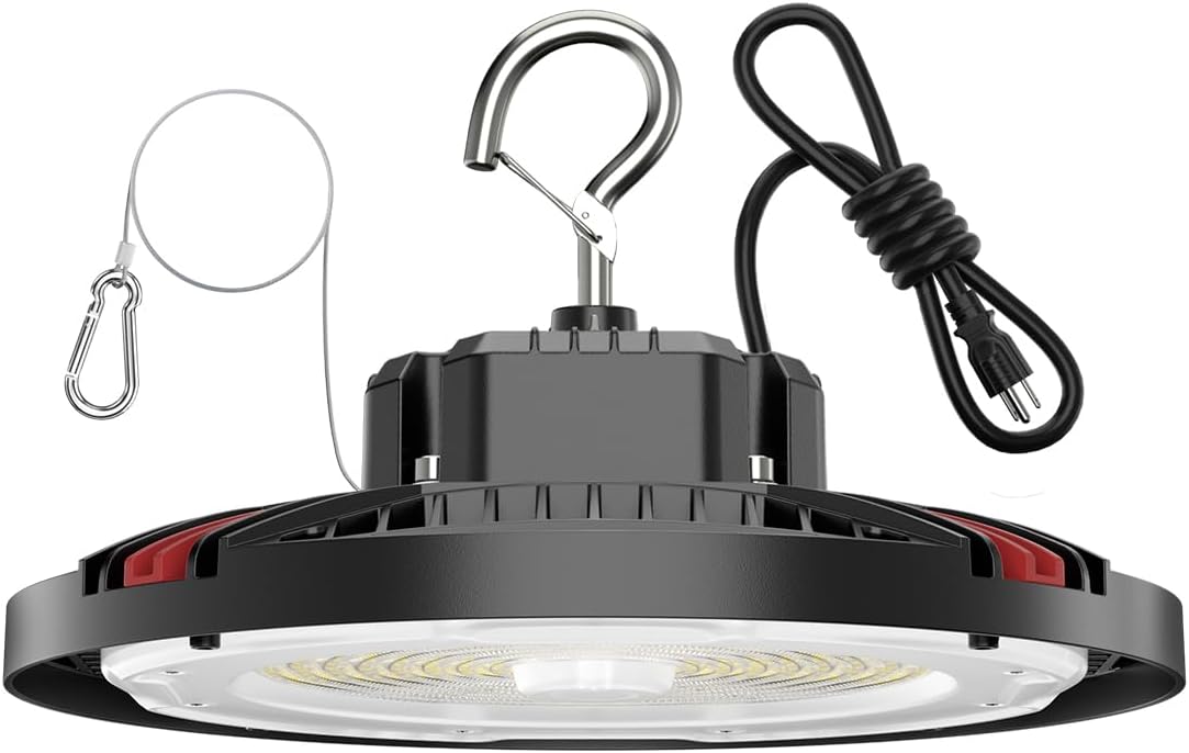 210W UFO LED High Bay Light, 31500LM Shop Lights, 5000K Daylight, ETL Listed with 6' Cable & Safety Rope, IP65 Waterproof Commercial Lighting for Warehouse, Workshop, 980W MH/HPS Equivalent, 1 Pack
