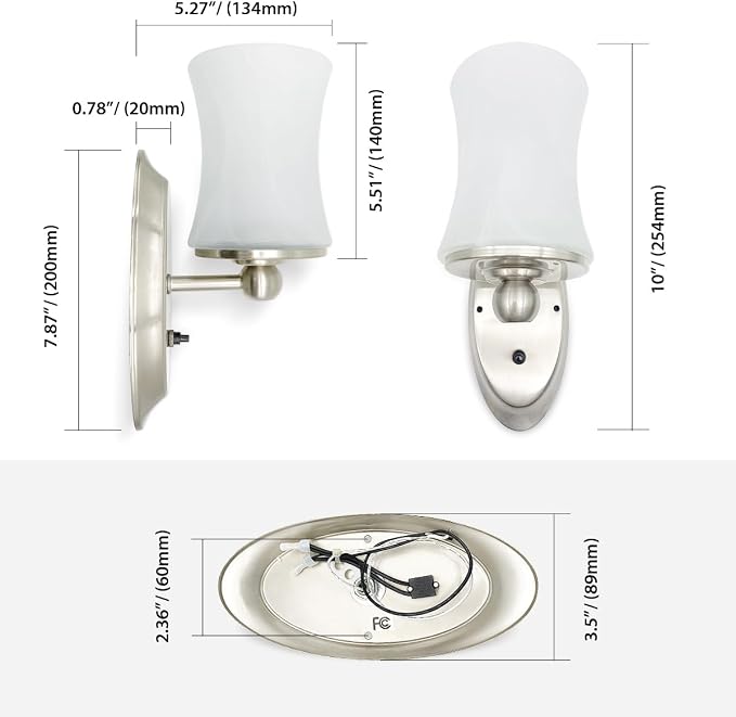 12V RV LED Wall Sconce with Glass Lampshade RV Interior Wall Decor Light with Switch 3500K Warm White Lighting, 1 Light