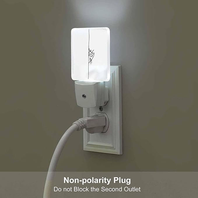 LED Night Light,Cat Peeking Out From Around The Corner LED Night Light Plug into Wall with Dusk to Dawn Light Sensor White Energy Efficient Nightlight for Bedroom Bathroom Hallway Living Room Kitchen