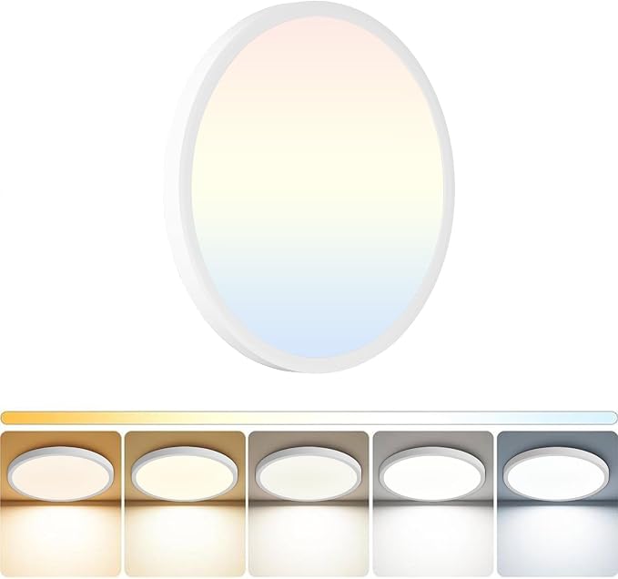 LED Flush Mount Ceiling Light: 12 inch 1Pack Super Slim Dimmable & 5CCT (2700-6500K) Kitchen Lighting Fixtures Ceiling - 24W White Low Profile Ceiling Lamp for Bedroom Garage Hallway