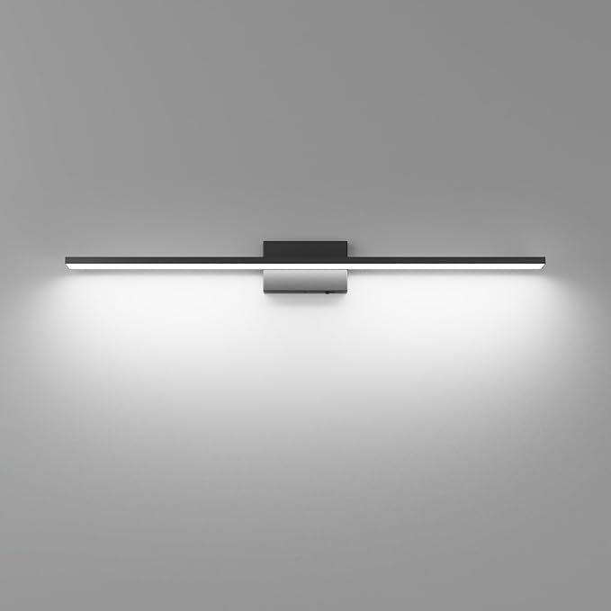 Ralbay 5 Color Temperature Dimmable Black Bathroom Vanity Light Bar 40inch Acrylic LED Modern Matte Black Bathroom Wall Lighting Fixtures Over Mirror
