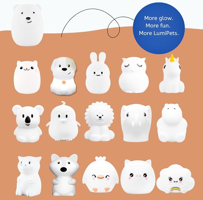 Bear Squishy Night Light for Kids, Silicone Lamp with Remote | Tap Control | Rechargeable 9-Color Changing | Nursery Nightlight for Boys & Girls | Portable Animal Lamp | USB Cord Included
