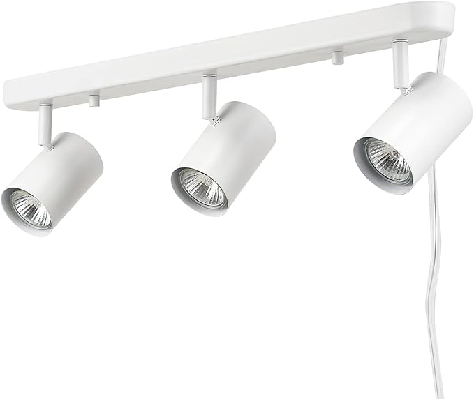 Globe Electric 60024 3-Light Plug-in Track Lighting, Adjustable Heads, Matte White Finish, 22-inch, GU10 Base, 15-Foot Cord with in-Line Switch, Modern Ceiling Light for Apartments and Rentals