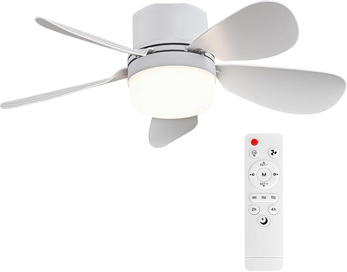 Socket Fan Light with Remote Control, Portable Small Ceiling Fans with Lights for Bedroom, Kitchen, Living Room, with Dimming Function, 1000 Lumens, Screws into E26/E27