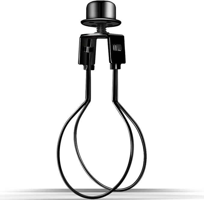 Clip on Lampshade Adapter, Shade Light Bulb Clip Adapter Includes Finial and Lampshade Levellers, Lamp Shade Holder for Clip On Light Bulbs Attaching Finial DIY Lighting Accessories (1 Pcs, Black)