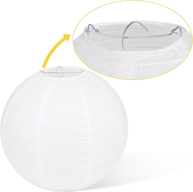 10pcs White Paper Lanterns, 12 inch Hanging Lantern | Hanging Round Chinese Paper Lanterns, for Party Decoration, Wedding Anniversary
