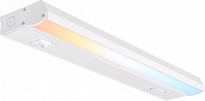 PARMIDA LED Under Cabinet Lighting, Hardwired Installation, 16 Inch, 14W, 5CCT Color Selectable - 2700K/3000K/4000K/5000K/6000K, ETL Listed, 120V, Dimmable, 1000 Lumens, White Finish
