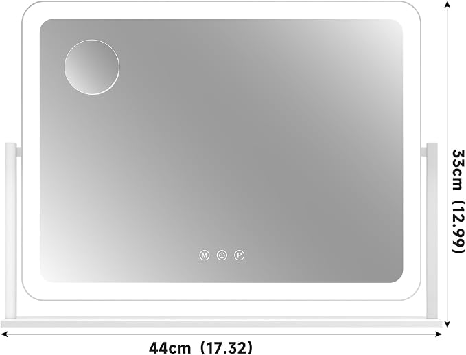 Gvnkvn Lighted Makeup Mirror, 17.3"x13" Hollywood Vanity Mirror with Led Lights, Three Color Lighting Modes, and 5X Magnification Mirror, Smart Touch Control, 360°Rotation(Round Corner)