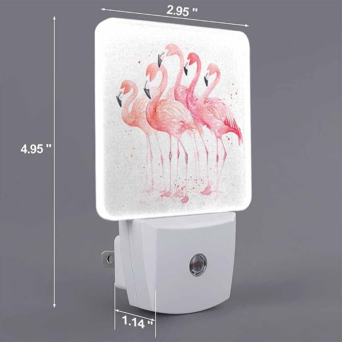 Flamingos Night Light Plug-into Wall Pink Animals Nightlight Lamp with Dusk to Dawn Sensor, Led Lamp 0.5W Energy Efficient for Home Decor