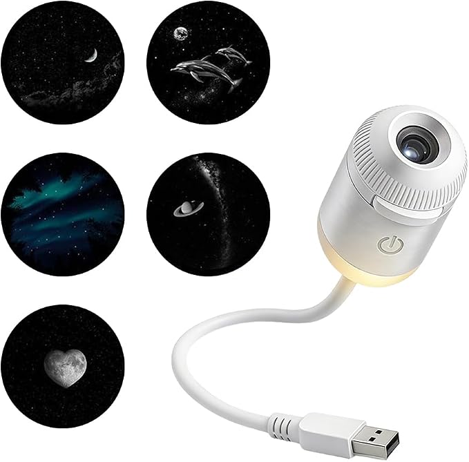 2-in-1 Galaxy Projector Night Light, USB Star Projector with Adjustable Brightness, Mini Galaxy Light Projector for Bedroom Ceiling Wall Room Decor