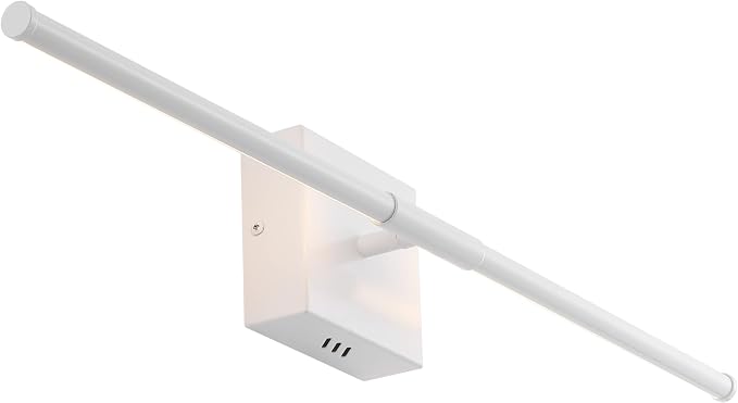 JONATHAN Y Makena 28" 1-Light LED Wall Sconce, White | Dimmable, Modern, Integrated 12W, Hardwired, Sleek Metal, Ambient, Bathroom Mirror, Bedroom, Hallway, Vanity Mount