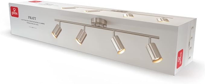 Globe Electric Pratt 4-Light Track Lighting, Brushed Nickel Finish, Bulb Not Included