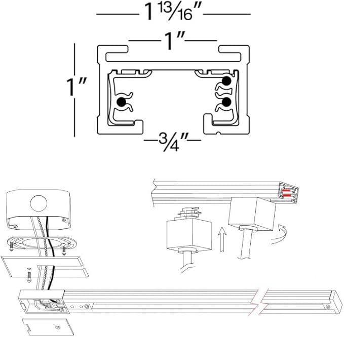 WAC Lighting J Track 2FT Two Circuit Field Cuttable 120V Track for J Style 3-Wire Track Fixtures with 2 Endcaps in Black