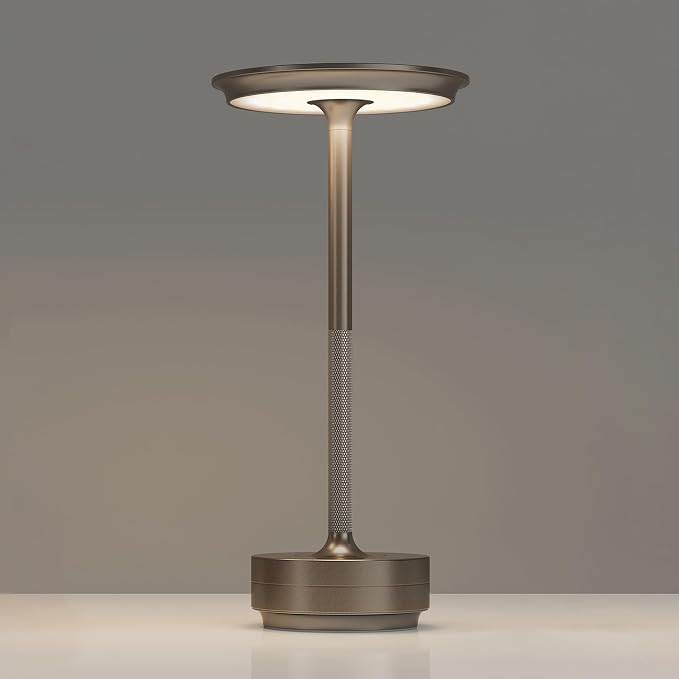 TBBGA 1 Pack Rechargeable Table Lamps Cordless, 5000mAh Outdoor Table Light | 3 Color Stepless Dimming Portable LED Table Lamp with Memory Function, for Home/Dinner/Patio/Restaurant.(Light Cafe)