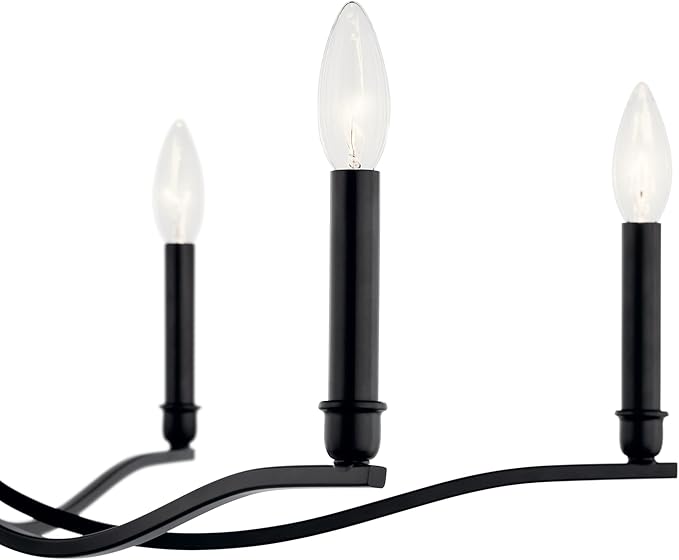 Kichler Malene 6-Light Chandelier, Updated Traditional Light in Black, Sloped Ceiling Compatible, for Foyer, Dining Room, Living Room or Bedroom (17.75" x 32"), 52695BK