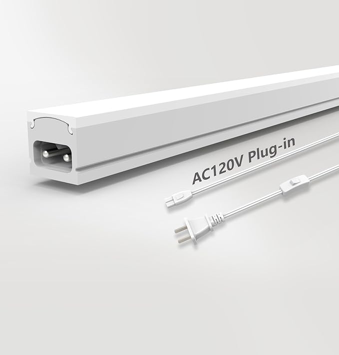 Under Cabinet Lighting Plug in, 12 Inch 1 Pc, Linkable AC120V 3CCT 3000K/4000K/5000K Ultra Slim, LED Under Cabinet Lights for Counter Light, Kitchen, Shelf, Sink, Workshop, Desk，White