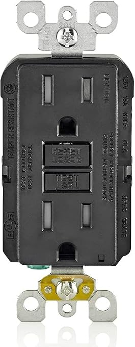Leviton GFCI Outlet, 15 Amp, Self Test, Tamper-Resistant with LED Indicator Light, Protection from Electric Shock and Electrocution, GFTR1-E, Black (Pack of 10)