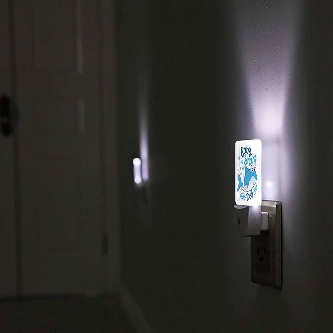 LED Night Light,Cartoon Bubbles Cute Shark LED Night Light Plug into Wall with Dusk to Dawn Light Sensor White Energy Efficient Nightlight for Bedroom Bathroom Hallway Living Room Kitchen