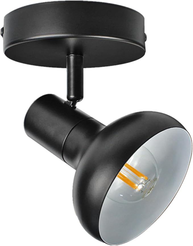 HiBay 1-Light Track Lighting Black, Modern Directional Spot Light Fixture, Ceiling Wall Spotlight for Bedroom Bedside Kitchen Hallway, E12 Base (Bulb Not Included)