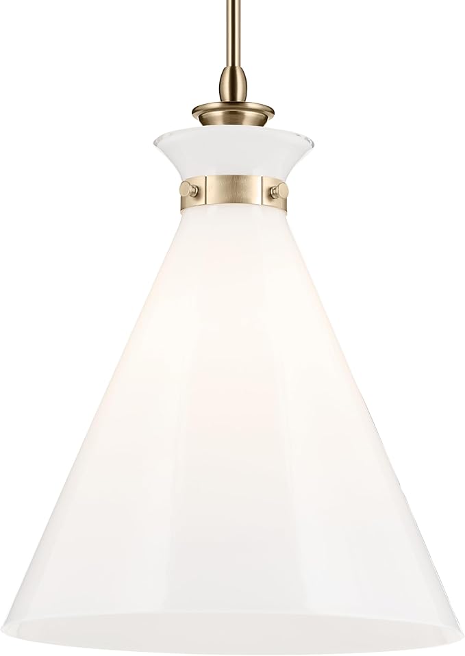 Kichler Laria Pendant Light, Opal Glass, Champagne Bronze | Updated traditional pendant light for islands and dining rooms (19.75" x 16"), 52775CPZ