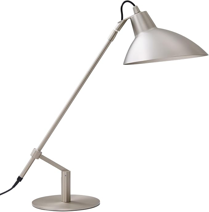 Desk Lamp Modern Industrial 100% Metal Adjustable Table Lamp 24", Natural Light (4000K) with Dimmer, Ideal for Office Bedroom Study Room Living Room Nightstand Bedside Lamps Nickel