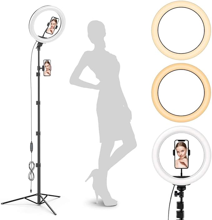 GearLight 12" LED Ring Light Stand and Phone Holder - Selfie Light Tripod w/Adjustable Height and Lighting Modes for TikTok, YouTube, Zoom, Video Recording, Computer, Makeup & Photography
